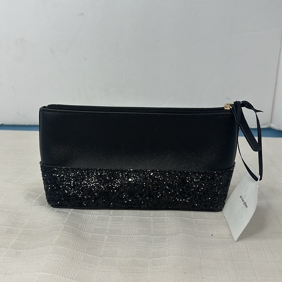 KATE SPADE New York Greta Court Glitter Cosmetic Bag BLACK NEW - Picture 3 of 11